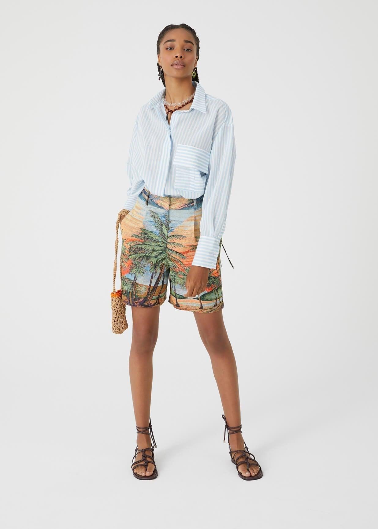 Palm Print Jacquard Shorts