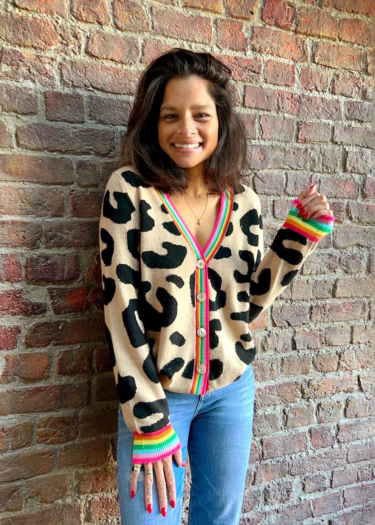 Leopard Rainbow Cashmere Cardigan 1