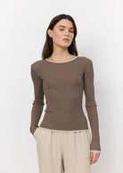 Nona Long-Sleeved Top - Brown - Domino Style