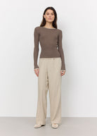 Nona Long-Sleeved Top - Brown - Domino Style