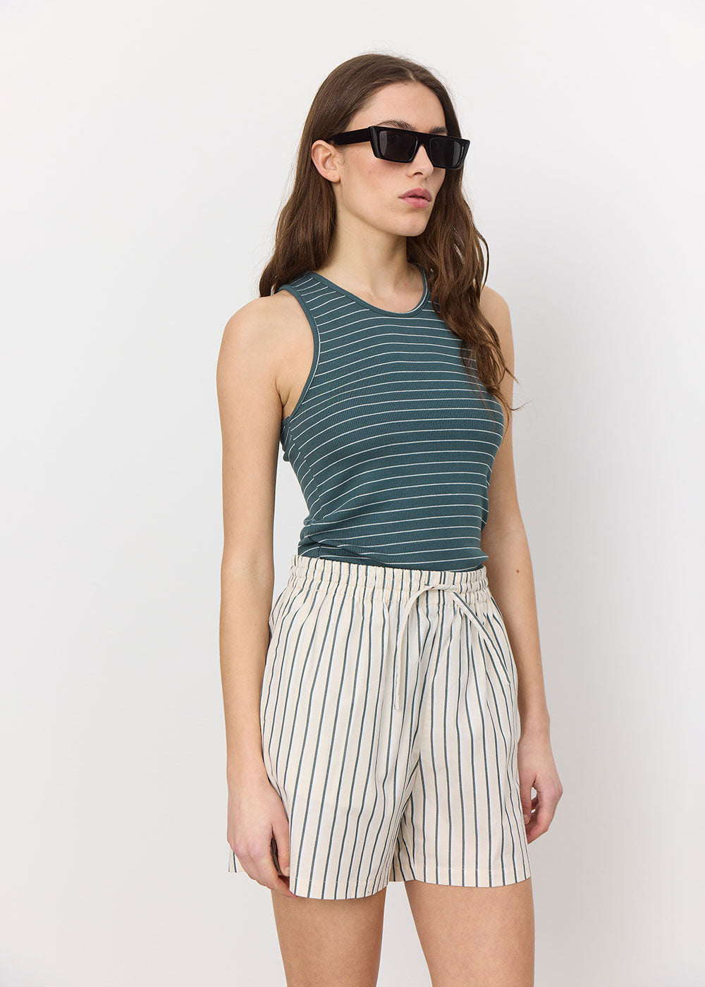 Ika 26 Top - Deep Teal Stripe - Domino Style