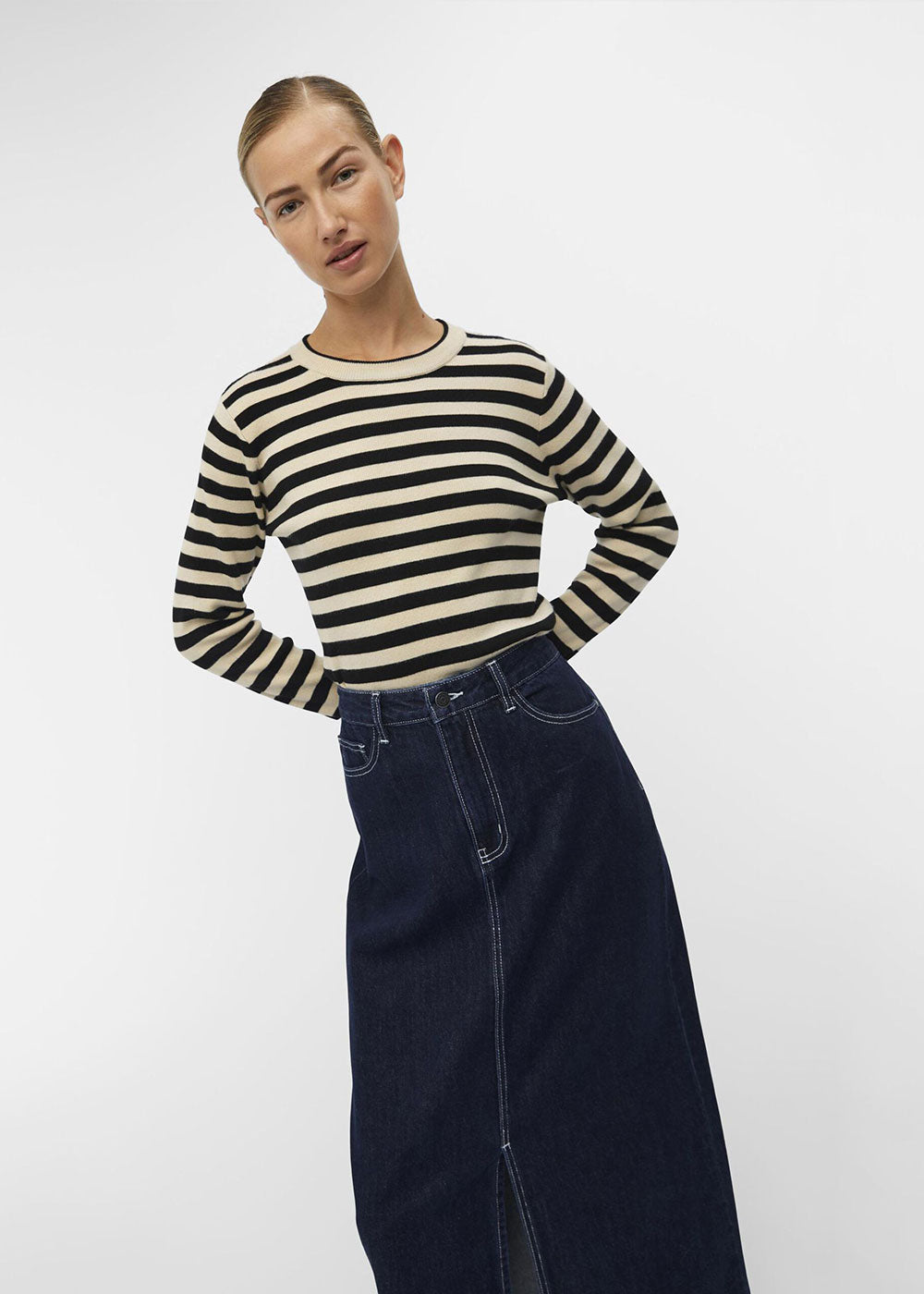 OBJESTER Striped Pullover - Domino Style