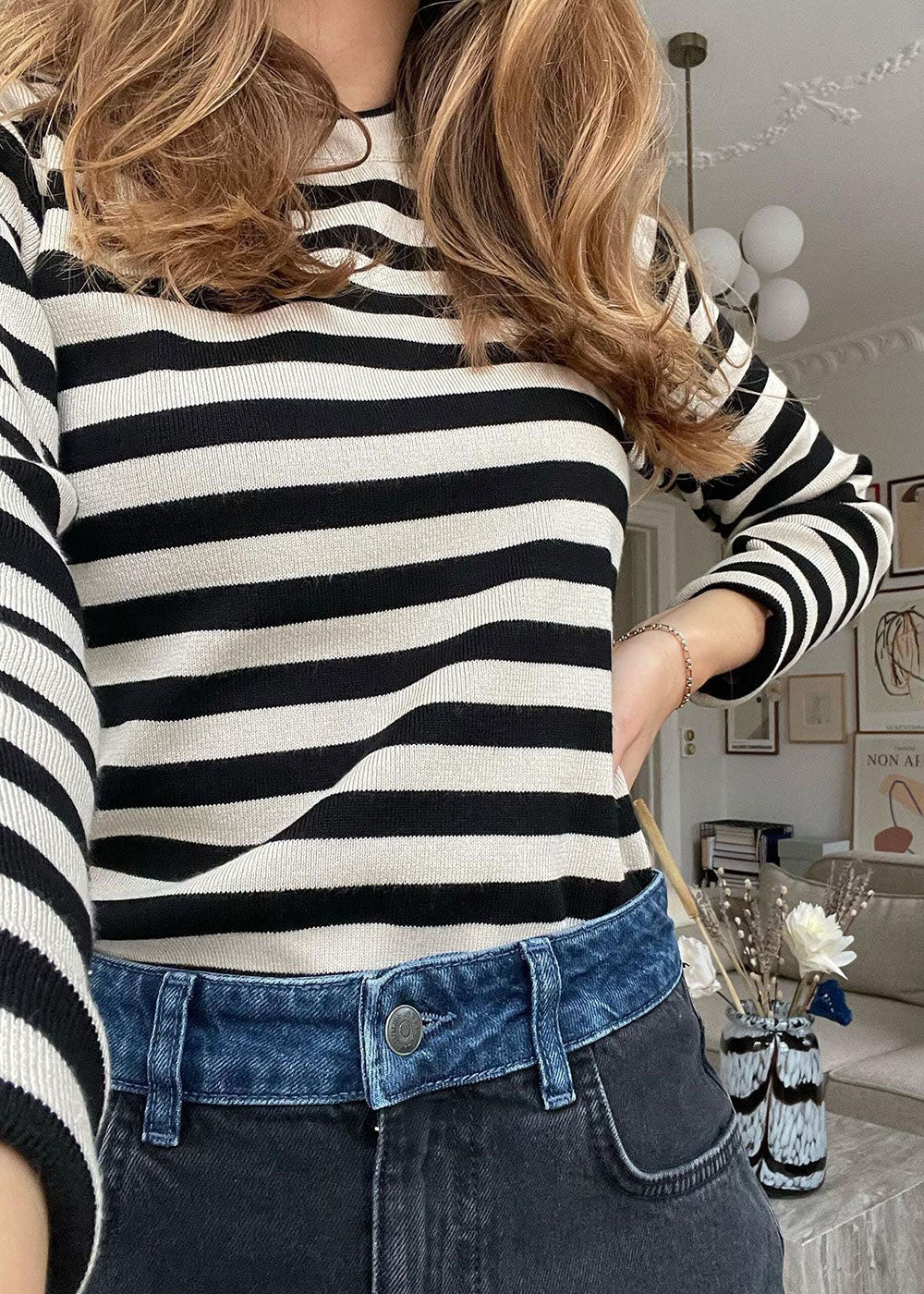 OBJESTER Striped Pullover - Domino Style