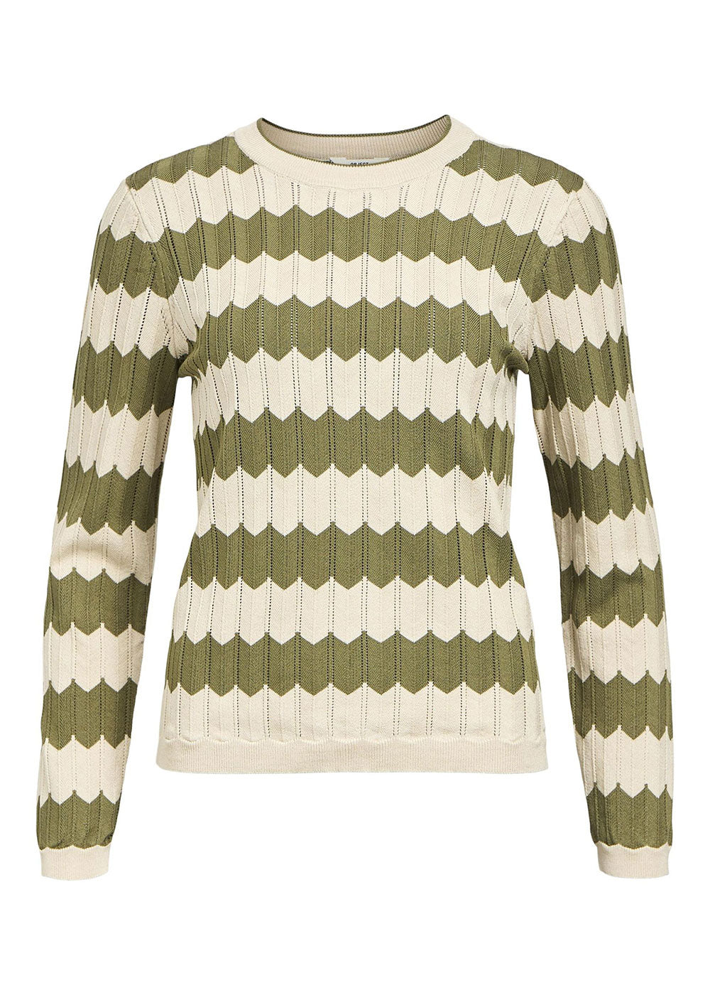 OBJEBBA Striped Knit Pullover - Domino Style