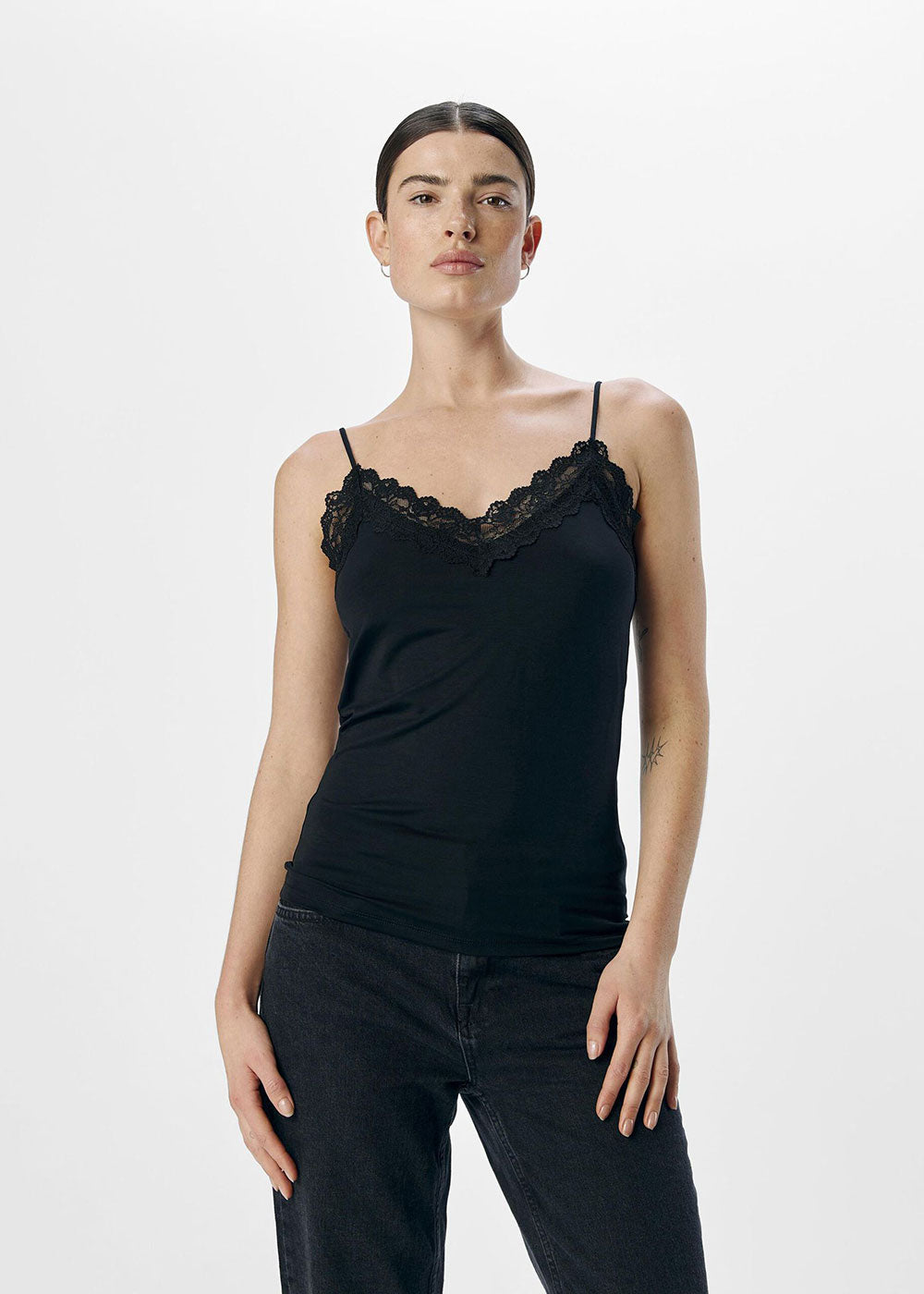 OBJLEENA Lace Camisole - Black - Domino Style