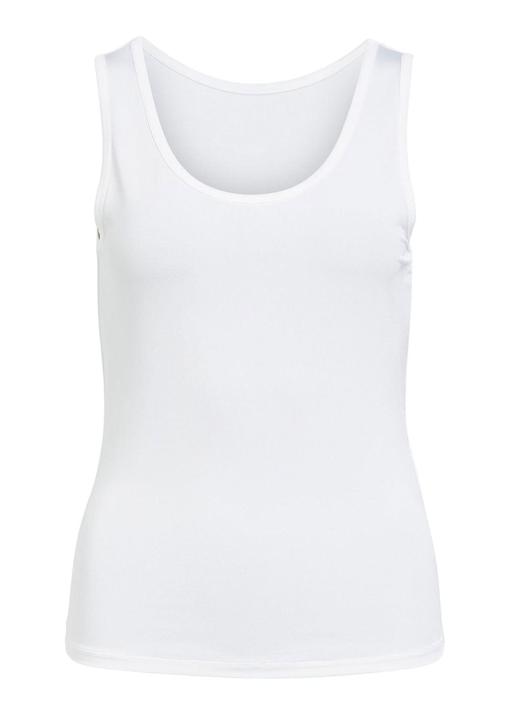 OBJLEENA U-Neck Vest Top - White - Domino Style