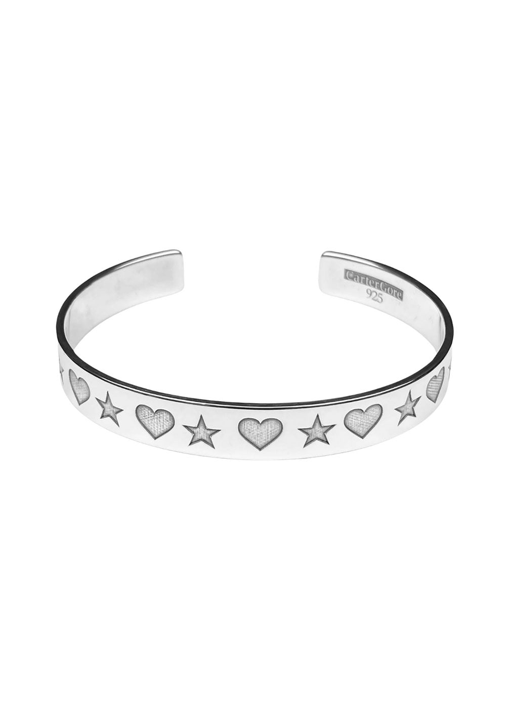 Star Heart Engraved Bangle - Small - Domino Style