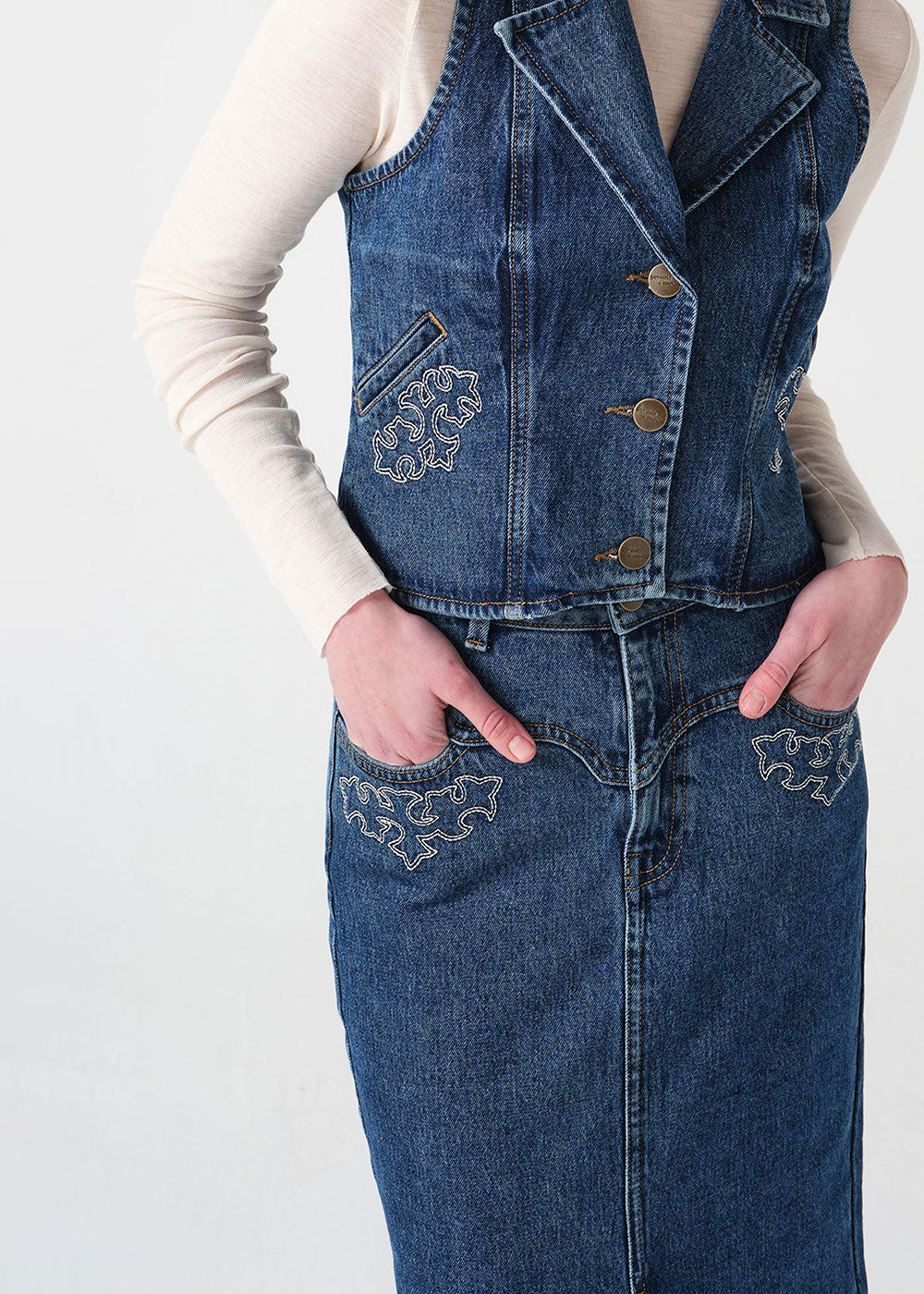 Embroidered Mia Waistcoat - Domino Style