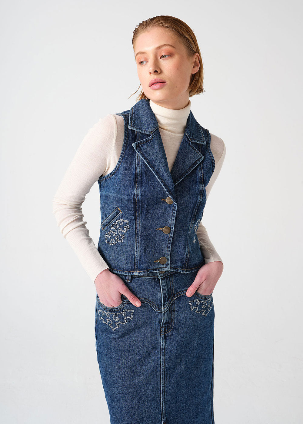 Embroidered Mia Waistcoat - Domino Style