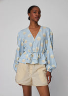 Big Dot Blouse - Light Blue - Domino Style