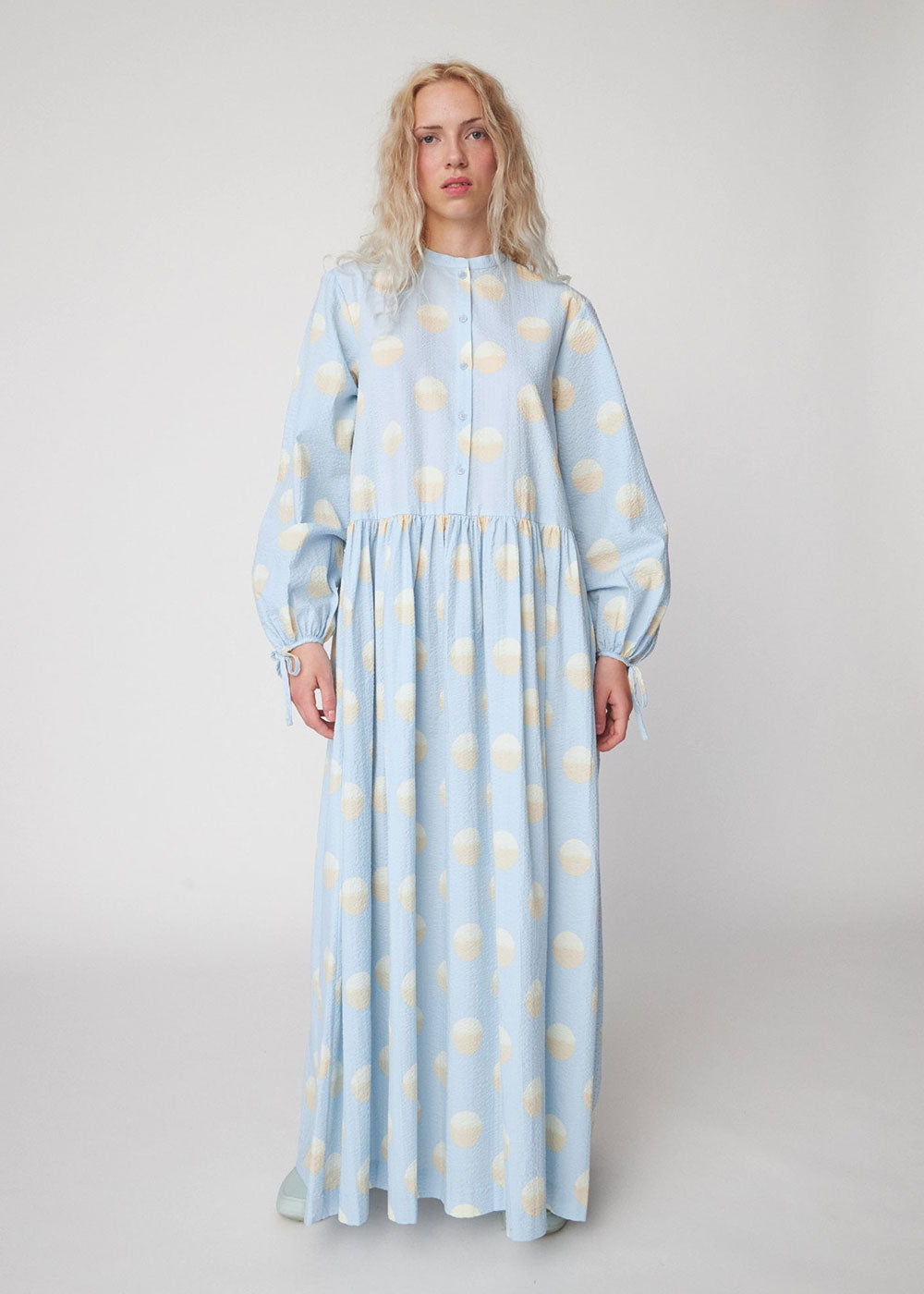 Big Dot Maxi Dress - Light Blue - Domino Style