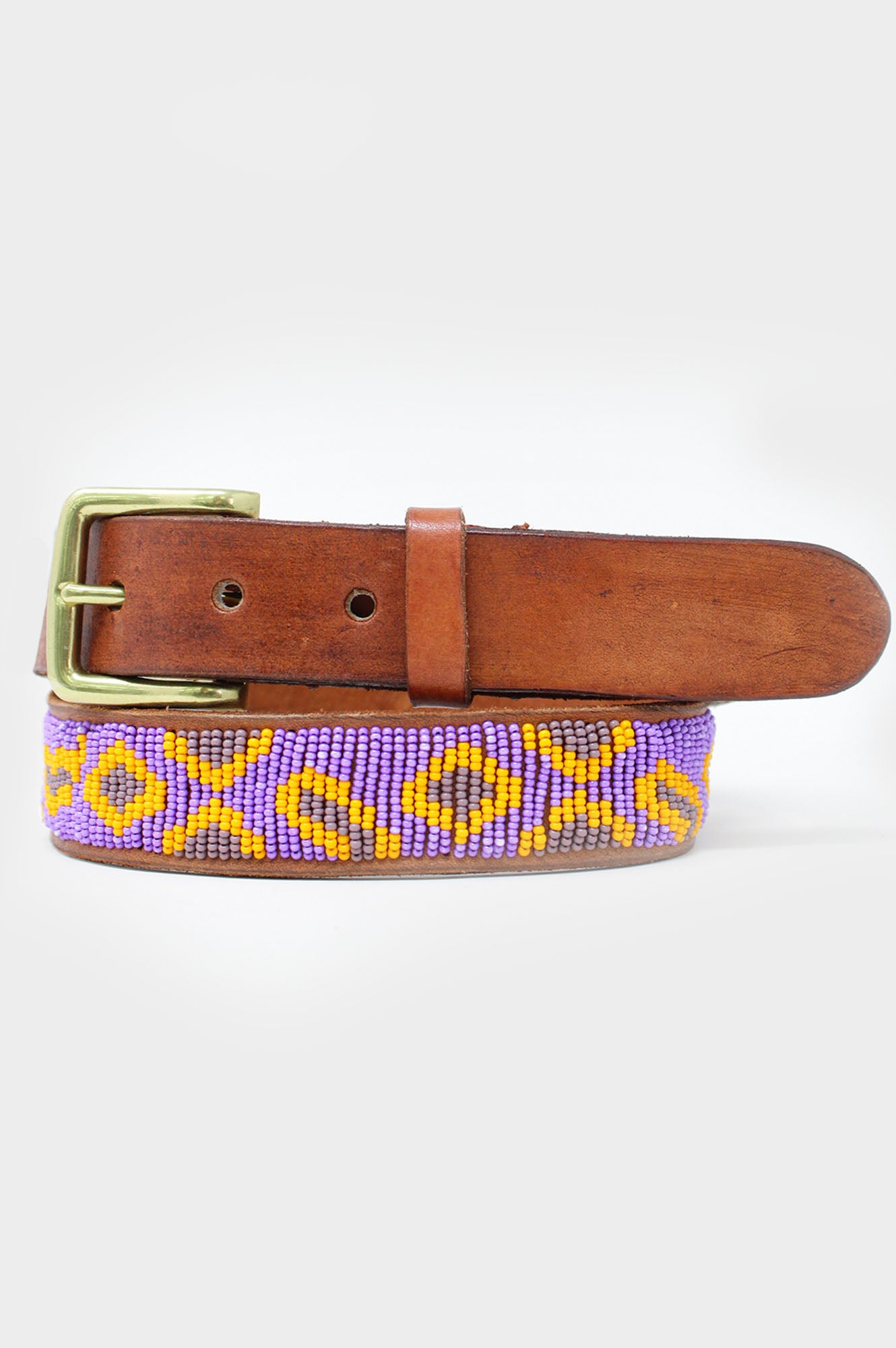 Fully Beaded Cheetah Belt - Purple - Domino Style