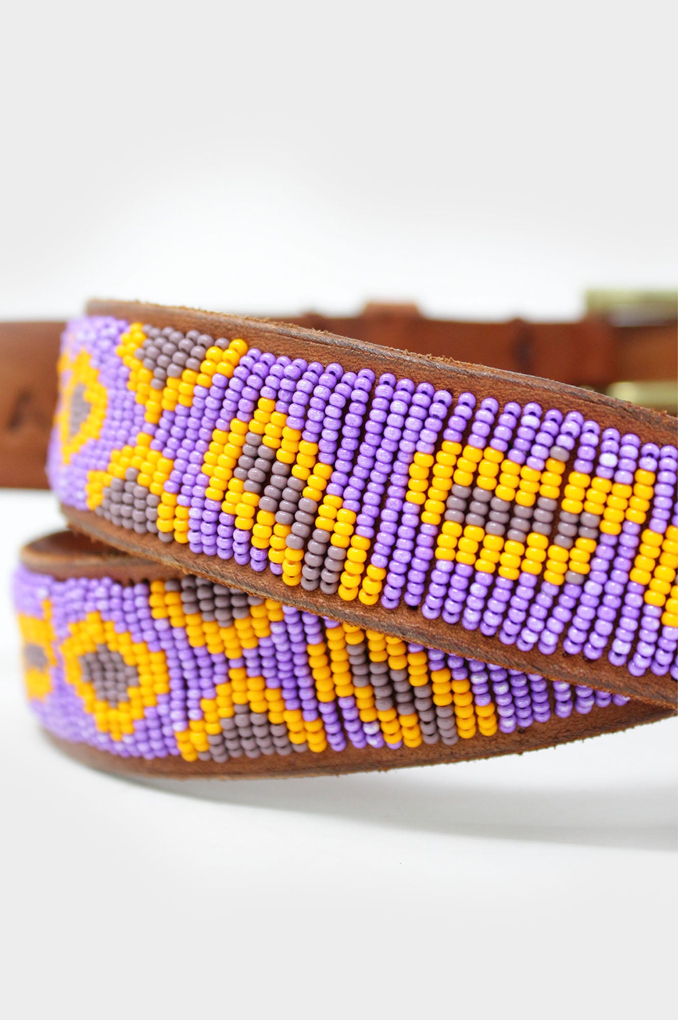 Fully Beaded Cheetah Belt - Purple - Domino Style