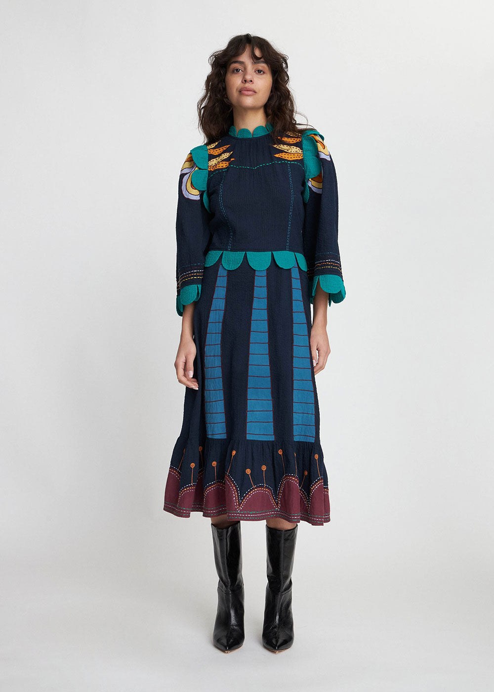 Embroidered Cotton Dress - Domino Style