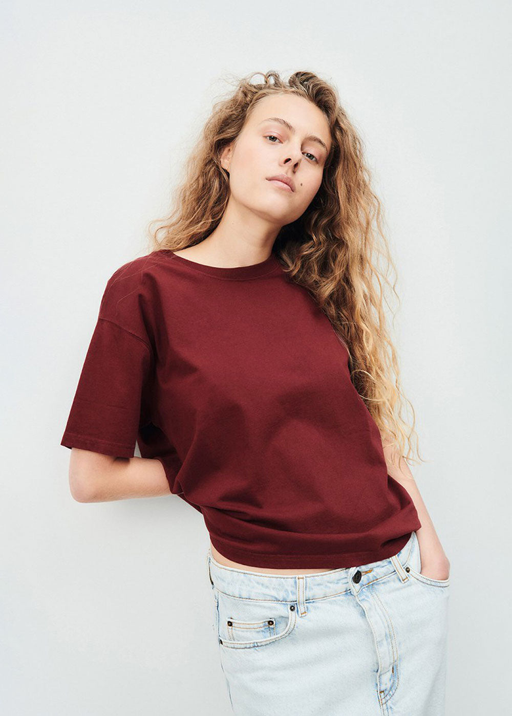 Fizvalley T-Shirt - Burgundy - Domino Style