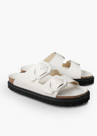 Galia Leather Sandals - White - Domino Style