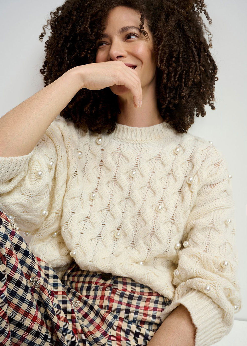 Halpes Cable Knit Sweater - Domino Style