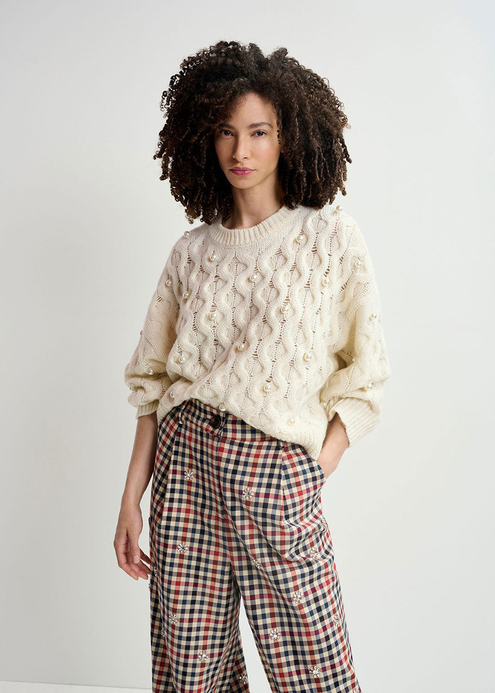 Halpes Cable Knit Sweater - Domino Style