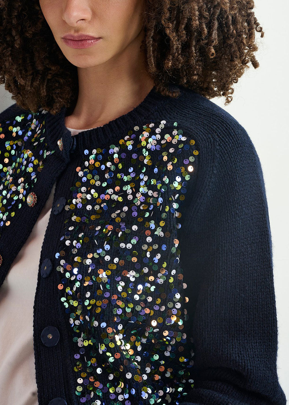 Halter Sequin Cardigan - Domino Style