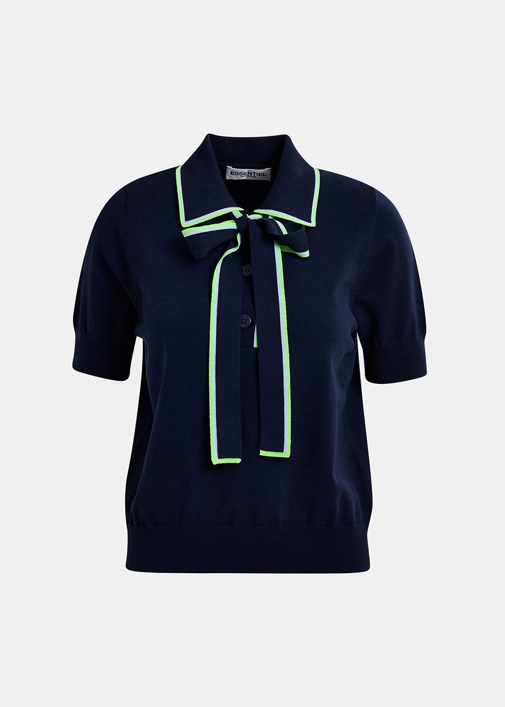 Hight Fine-Knit Polo - Dark Blue - Domino Style