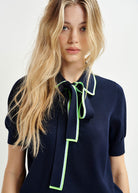 Hight Fine-Knit Polo - Dark Blue - Domino Style