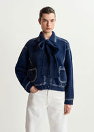 Hoops Contrast Stitch Knit - Dark Blue - Domino Style