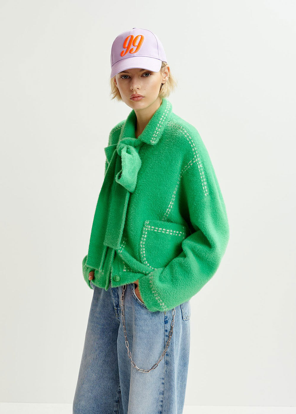 Hoops Contrast Stitch Knit - Green - Domino Style