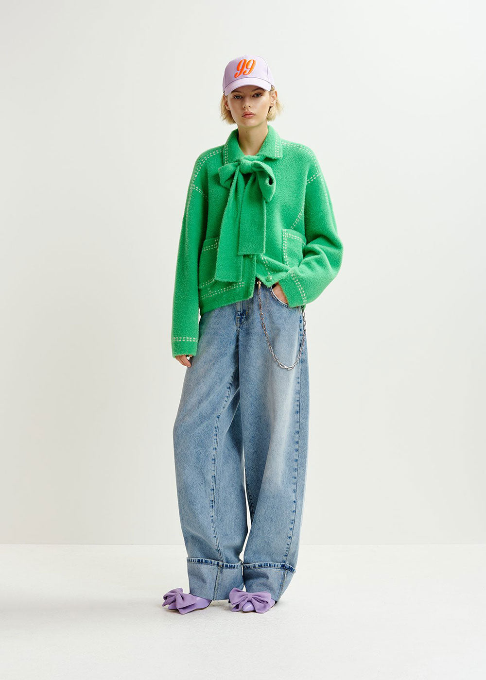 Hoops Contrast Stitch Knit - Green - Domino Style