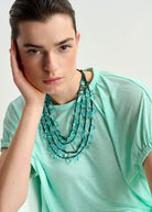 Humoristic Layered Necklace - Blue Green - Domino Style