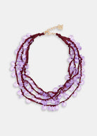 Humoristic Layered Necklace - Burgundy Purple - Domino Style