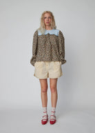 Leopard Blouse with Embroidery - Domino Style