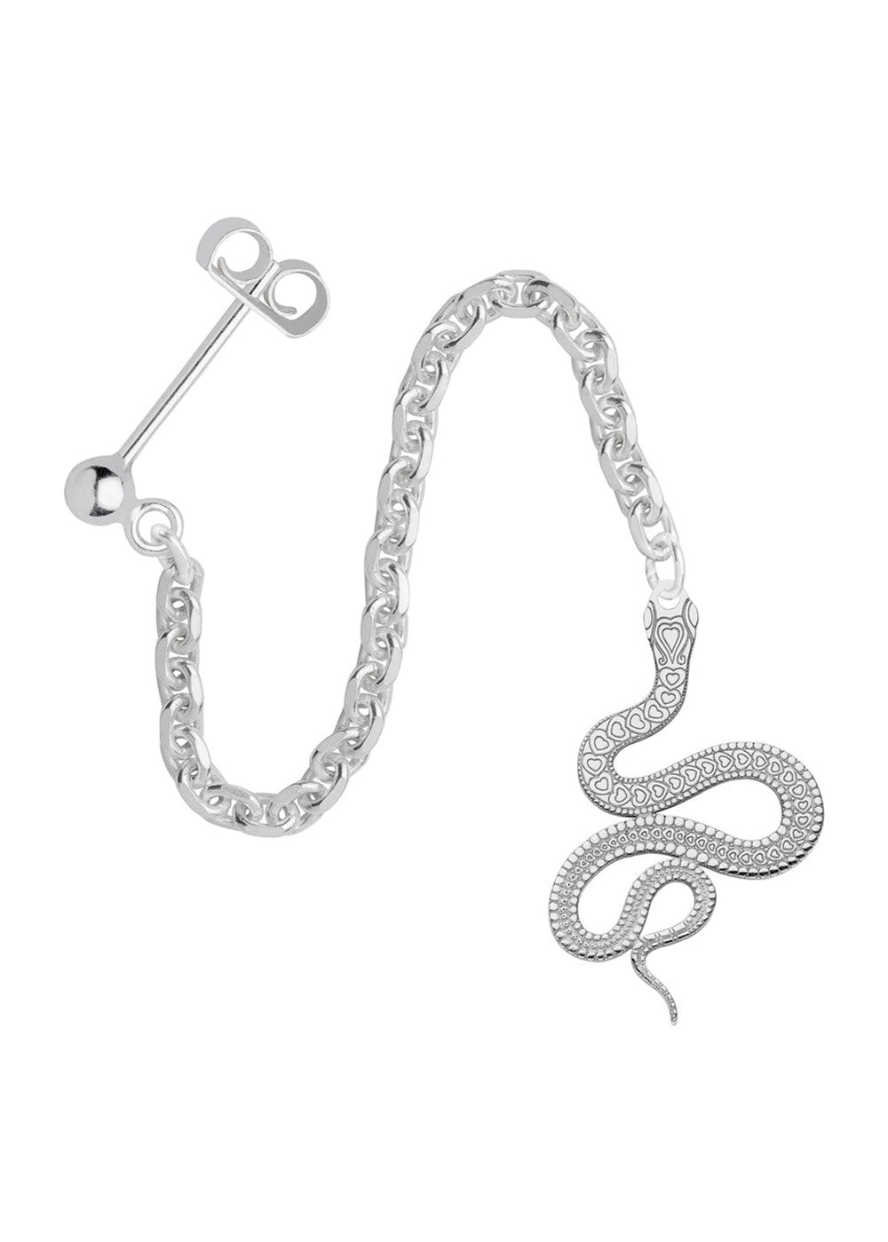 Long Drop Snake Single Earring - Domino Style