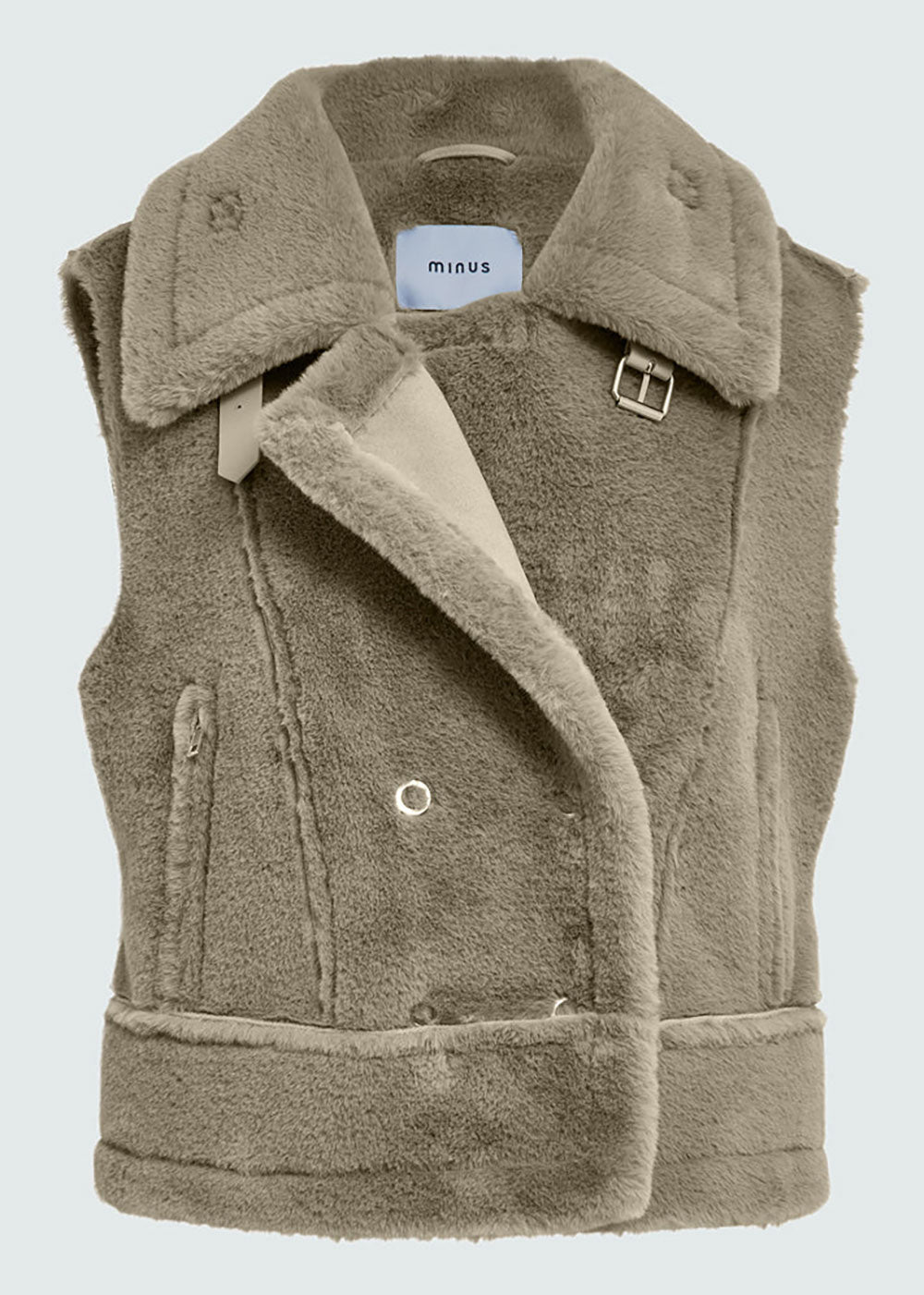 Pat Faux Fur Vest - Winter Twig Sand - Domino Style