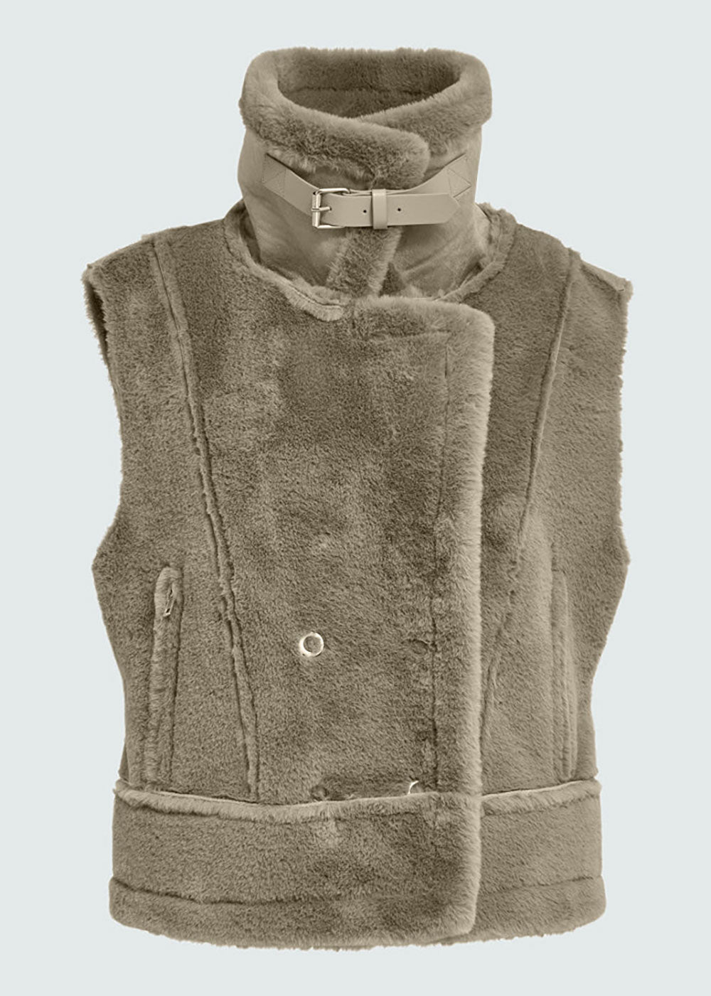 Pat Faux Fur Vest - Winter Twig Sand - Domino Style