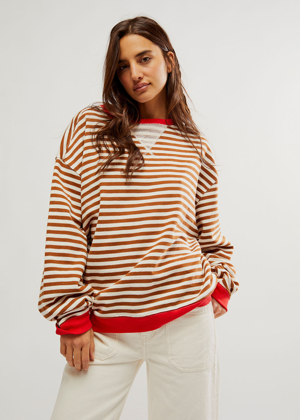 Classic Striped Oversized Crewneck Domino Style