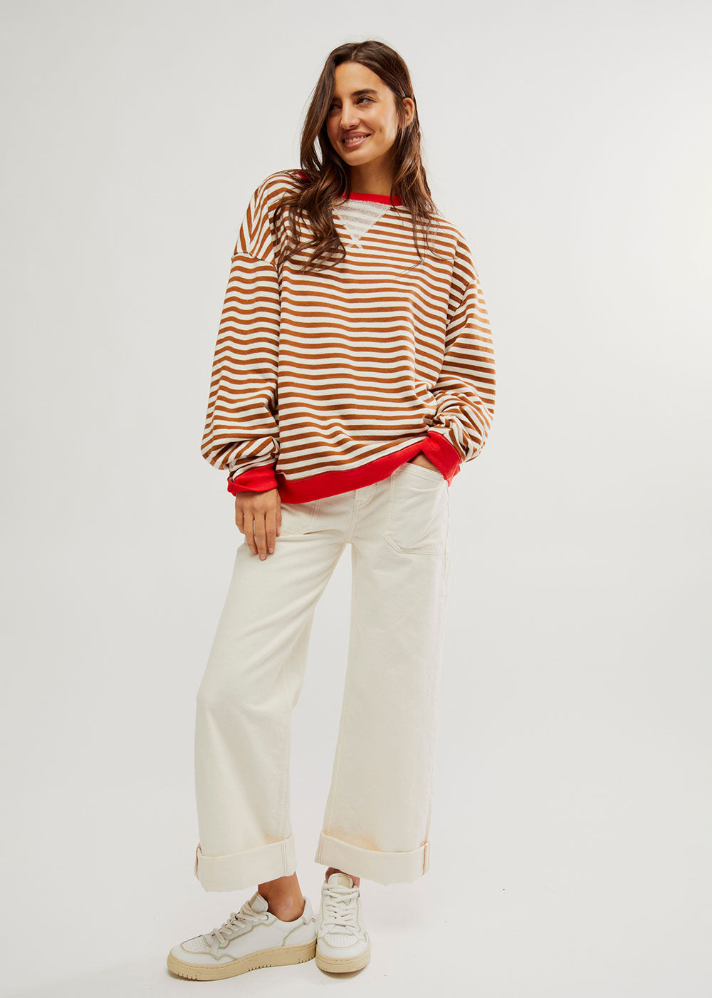 Classic Striped Oversized Crewneck - Domino Style