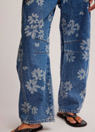 Good Luck Printed Barrel Jeans - Laser Daisy - Domino Style