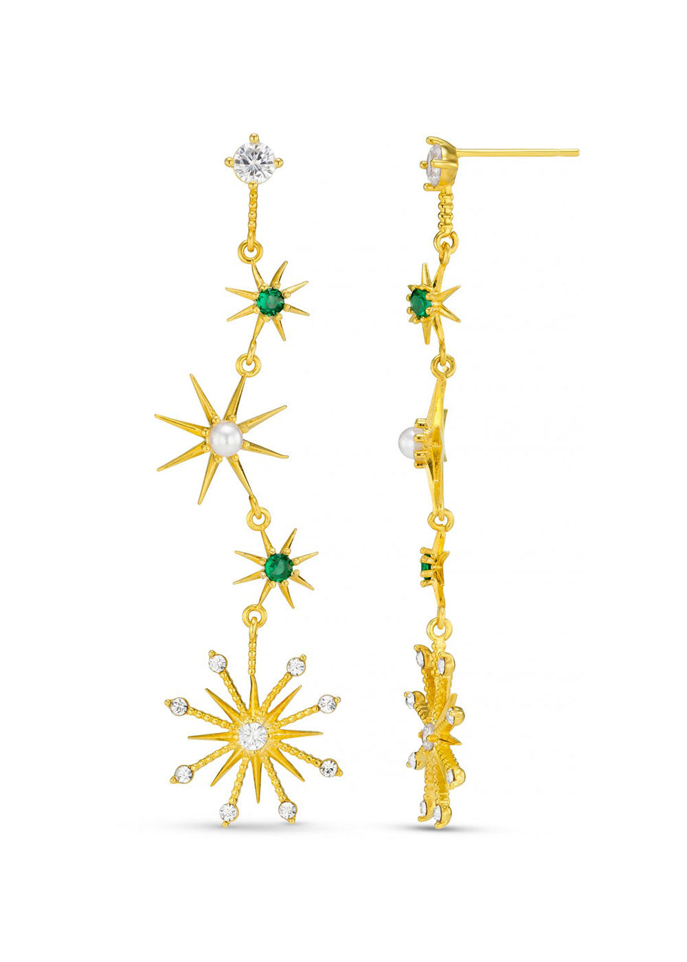 Statement Mixed Starburst Drop Earrings - Domino Style