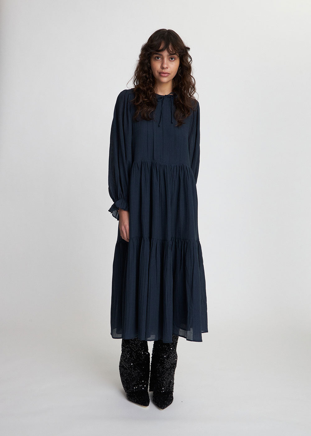 Crispy Dress - Navy - Domino Style