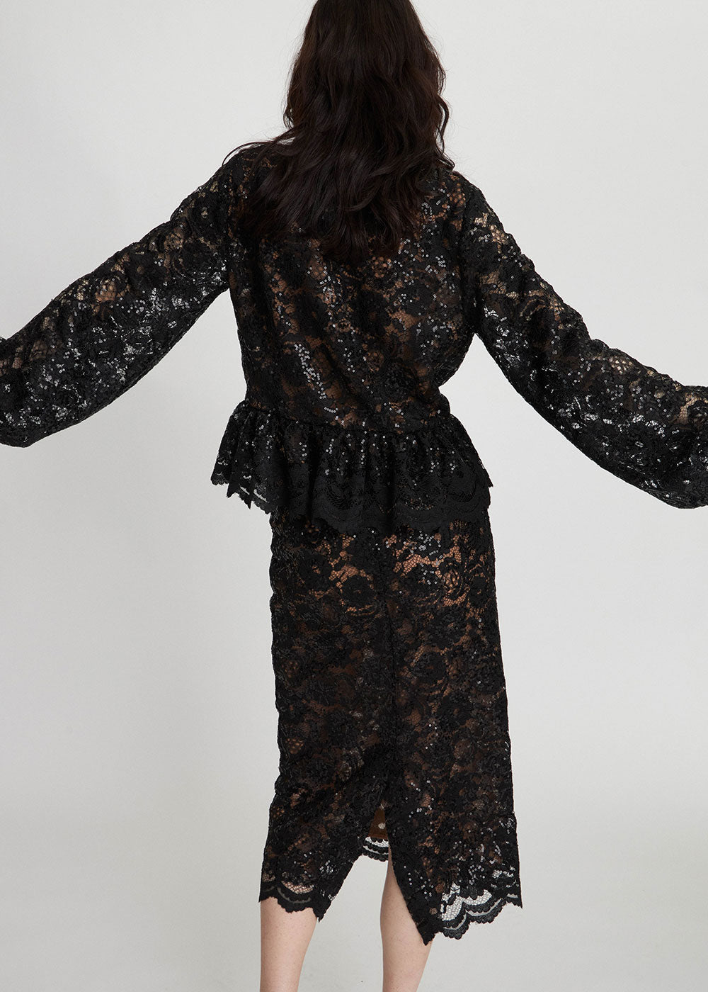 Lace Sequins Blouse - Domino Style