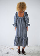 Striped Midi Dress - Blue - Domino Style