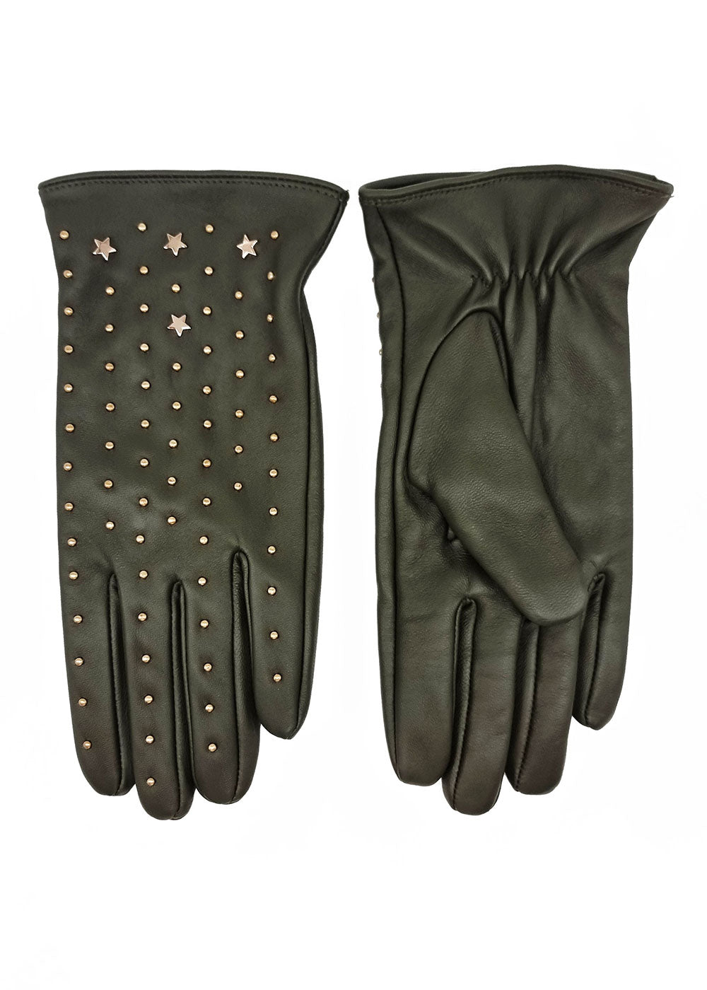 Tishan Studded Gloves - Khaki - Domino Style