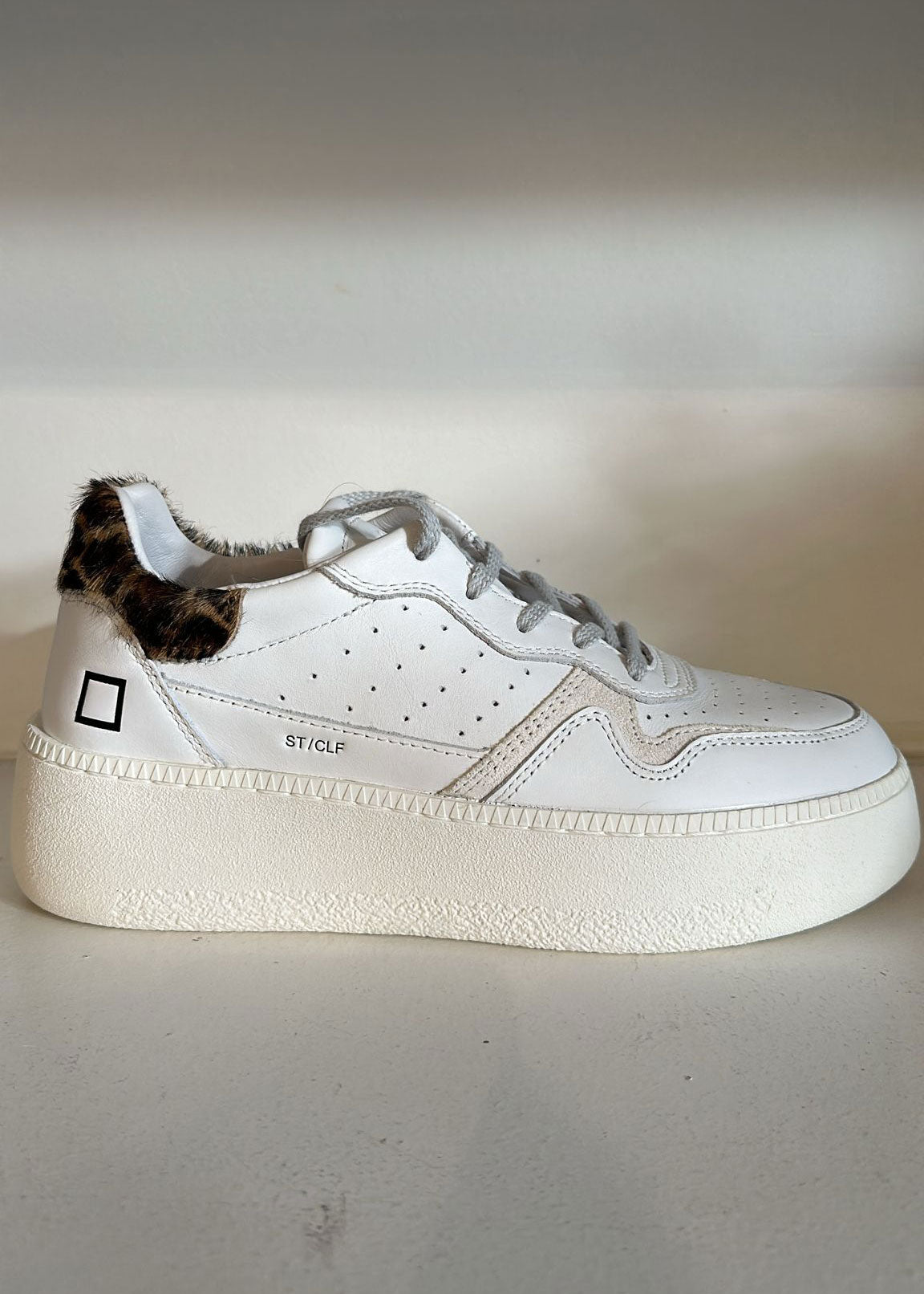 Step Calf Sneakers - White Leopard - Domino Style