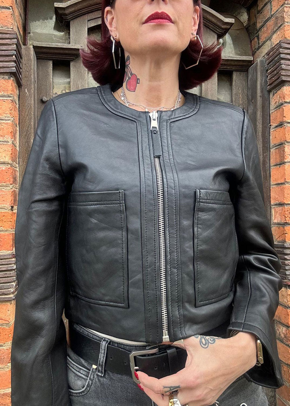 BOLONGARO ROUND NECK ZIP THROUGH JACKET - Domino Style