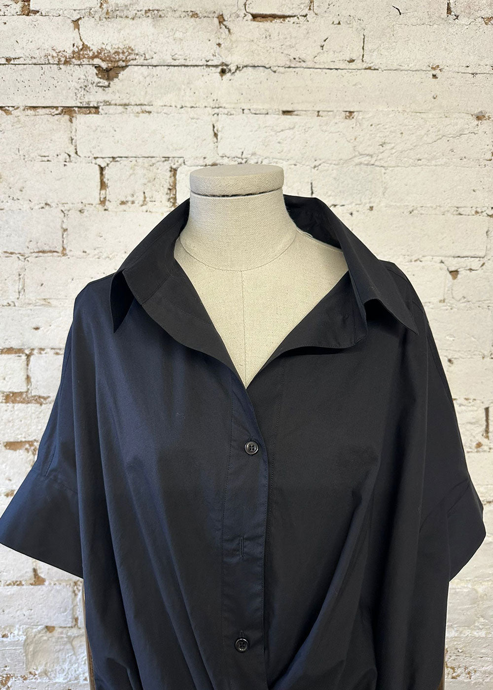 Black Button Blouse - Domino Style