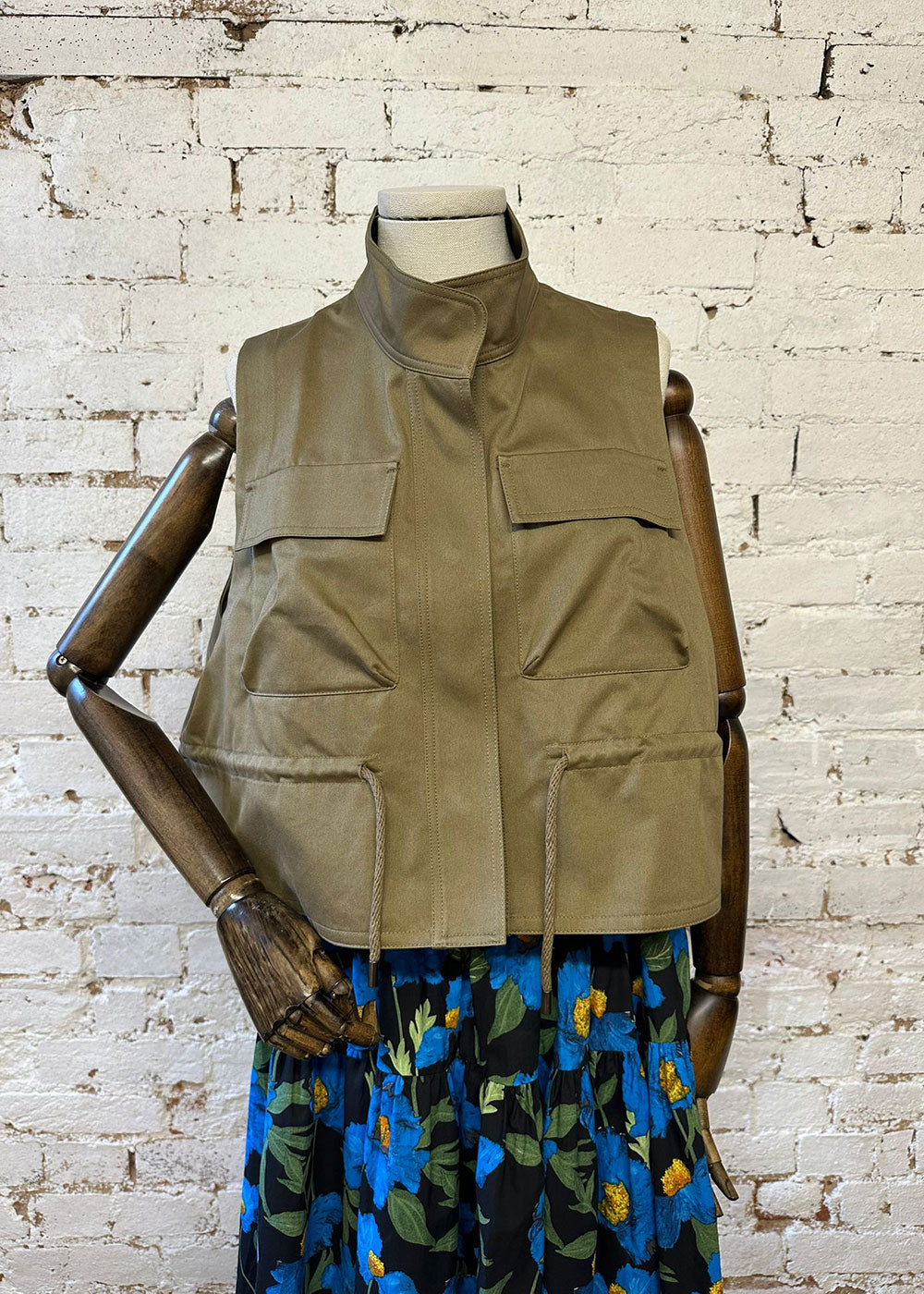 Khaki Utility Vest - Domino Style