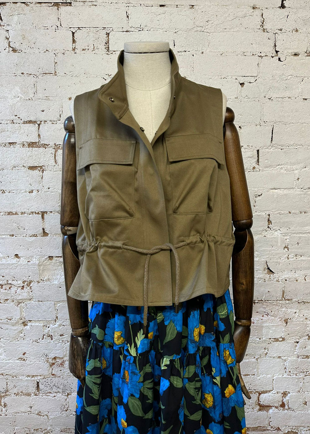 Khaki Utility Vest - Domino Style