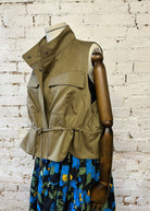 Khaki Utility Vest - Domino Style