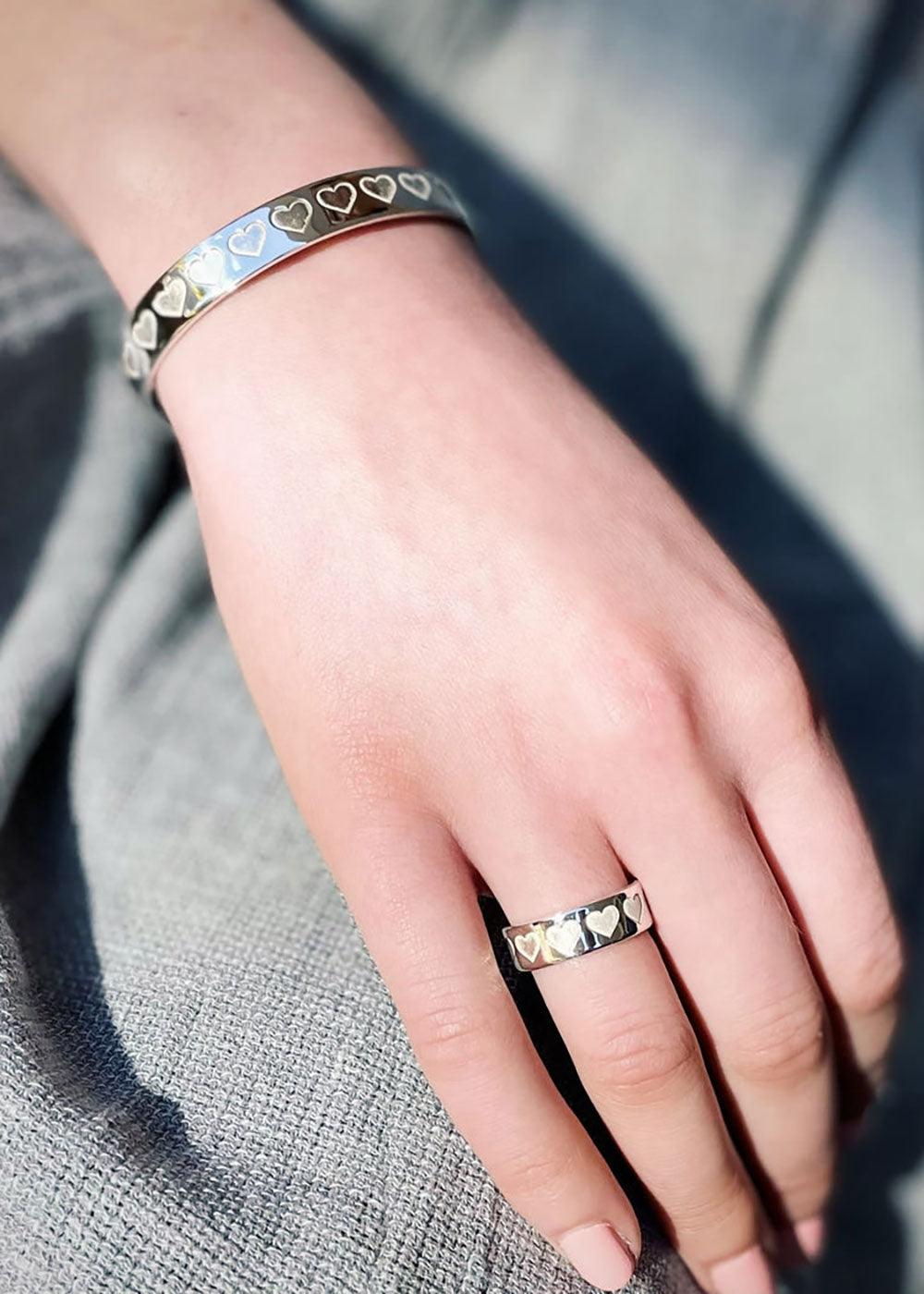 Heart Engraved Bangle - Small - Domino Style