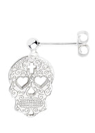 Short Drop Sugar Skull Single Earring - Domino Style